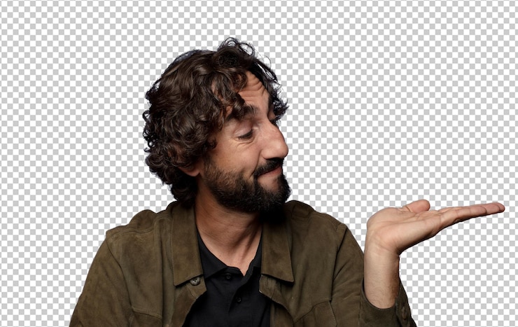 Gratis PSD lachend gevoel van vertrouwen succesvol en gelukkig concept of idee op kopie ruimte aan de zijkant