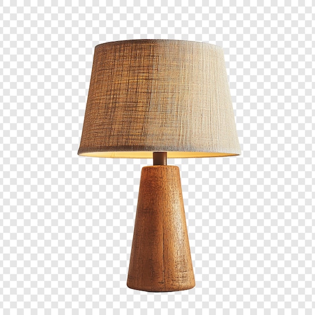 Lámpara de mesa de madera rústica con sombra de lino beige