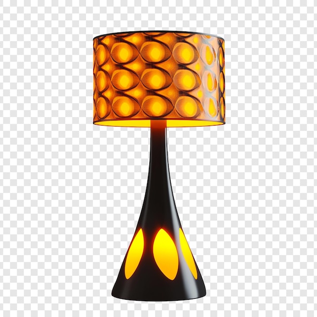 Lámpara de mesa moderna de mediados de siglo con una intrincada sombra naranja