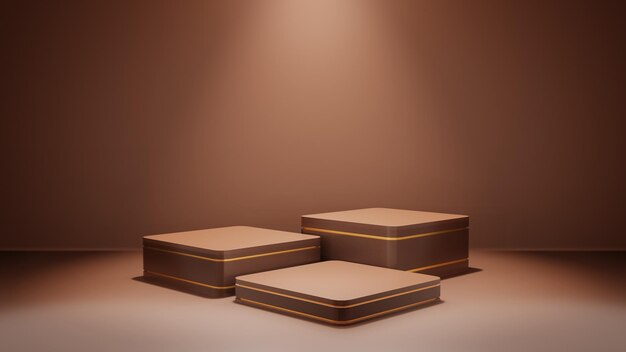 Lámpara de techo renderizada en 3D con fondo de pared de cemento marrón para la presentación del producto ilustración 3d
