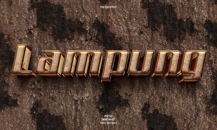 PSD Gratis lampung 3d editable text effect