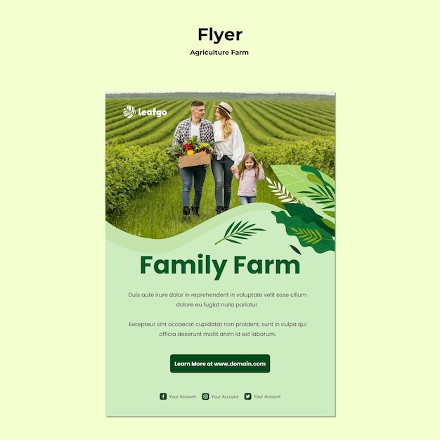Gratis PSD landbouw boerderij concept flyer sjabloon