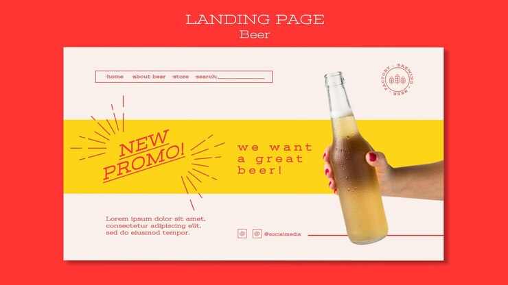 PSD gratuito landing page para los amantes de la cerveza