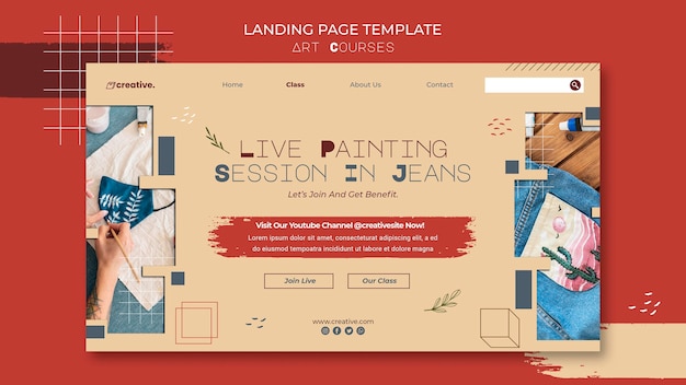 PSD gratuito landing page para clases de pintura