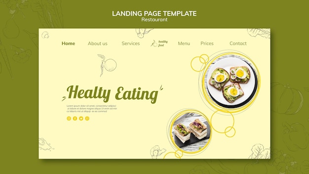 PSD gratuito landing page para desayuno saludable con bocadillos