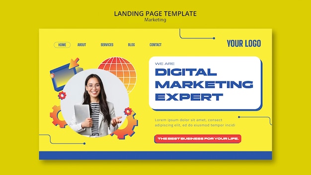 PSD gratuito landing page de estrategia de marketing