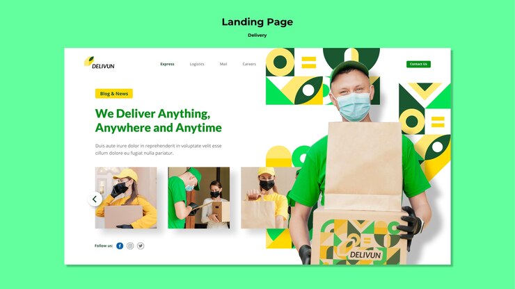 PSD Gratis landing page for delivery company