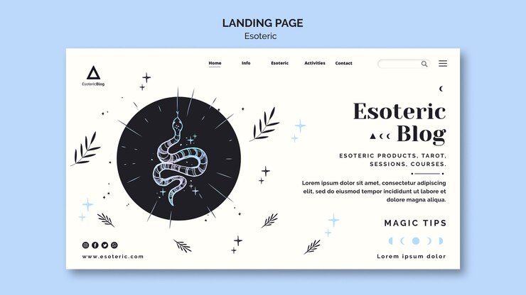 PSD Gratis landing page for esoteric blog