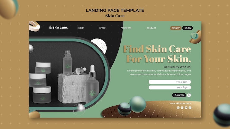 PSD Gratis landing page for skin care products