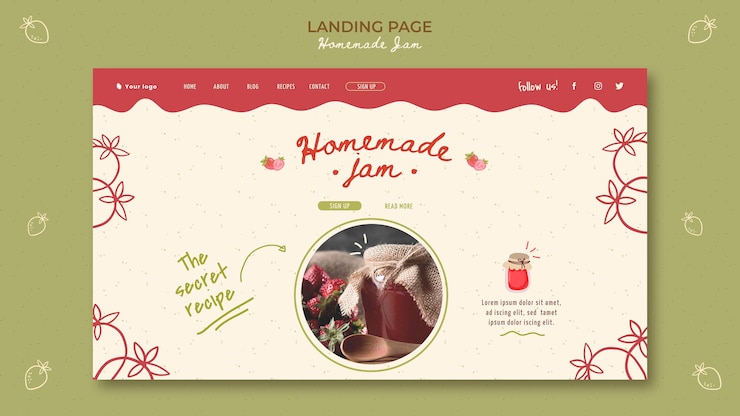 PSD Gratis landing page homemade jam template