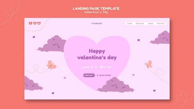 PSD gratuito landing page ilustrada del día de san valentín