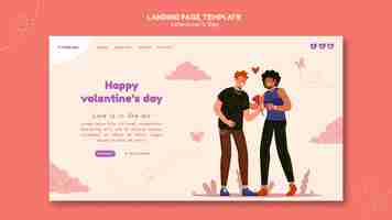 PSD gratuito landing page ilustrada del día de san valentín