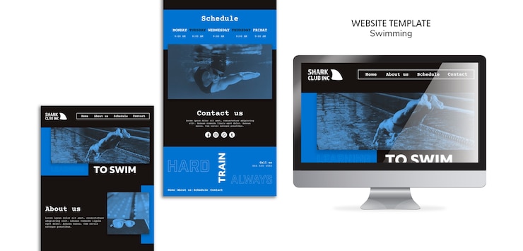 PSD Gratis landing page swimming club template