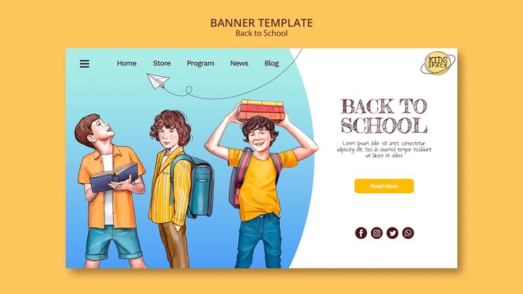 PSD Gratis landing page template for back to school with hand drawn elements