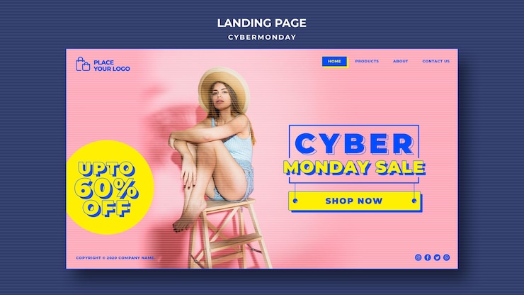 PSD Gratis landing page template for cyber monday shopping