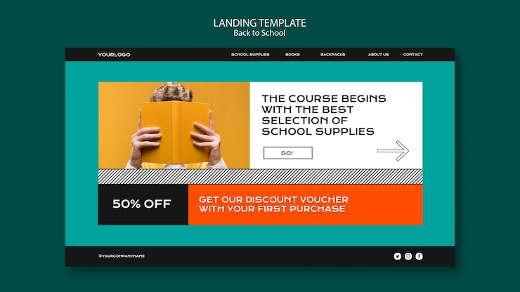 PSD gratuito landing page de la vuelta al cole