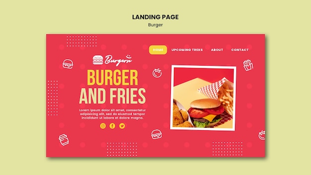 Gratis PSD landingspagina hamburgerrestaurant sjabloon