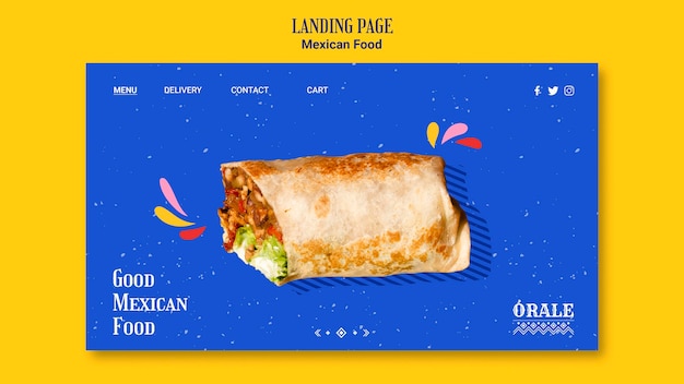 Gratis PSD landingspagina sjabloon mexicaans eten