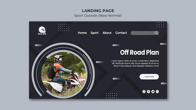 Gratis PSD landingspagina sjabloon sport concept