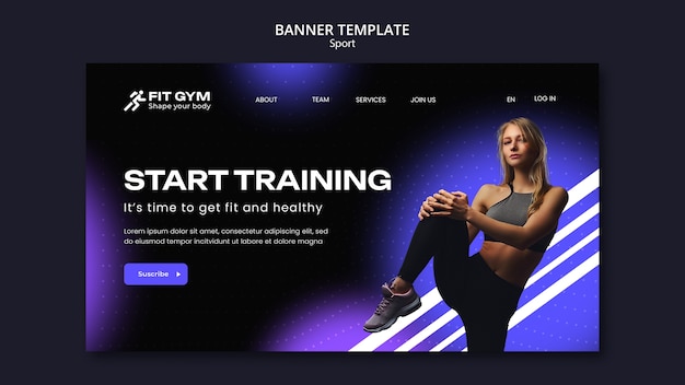 Gratis PSD landingspagina sjabloon sport concept