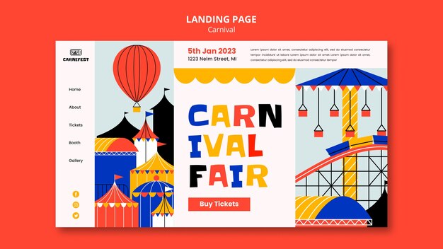 Landingspagina-sjabloon voor carnaval-entertainment
