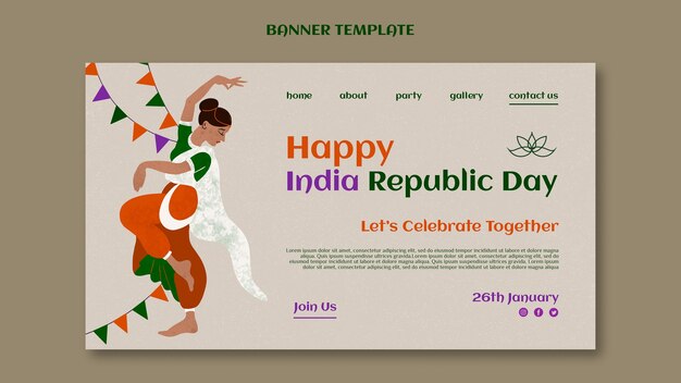 Landingspagina-sjabloon voor de dag van de republiek in India