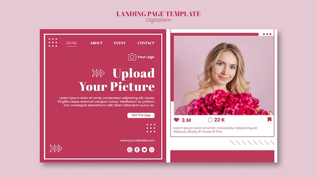 Landingspagina-sjabloon voor het uploaden van foto's op sociale media