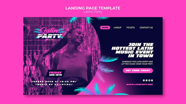Gratis PSD landingspagina-sjabloon voor latino-feesten