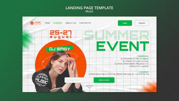 Gratis PSD landingspagina sjabloon voor muziekfestival