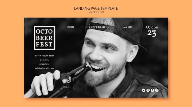 Gratis PSD landingspagina sjabloon voor octobeerfest