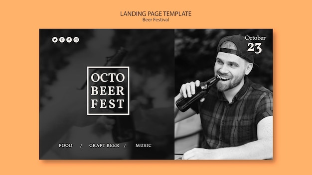 Gratis PSD landingspagina sjabloon voor octobeerfest