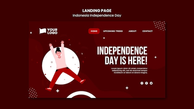 Gratis PSD landingspagina sjabloon voor onafhankelijkheidsdag indonesië