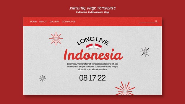 Landingspagina sjabloon voor onafhankelijkheidsdag Indonesië