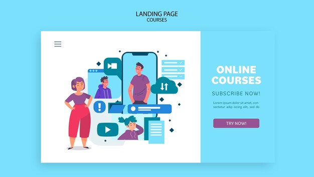 Landingspagina sjabloon voor online cursussen