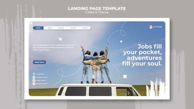 Gratis PSD landingspagina-sjabloon voor steden en plaatsen