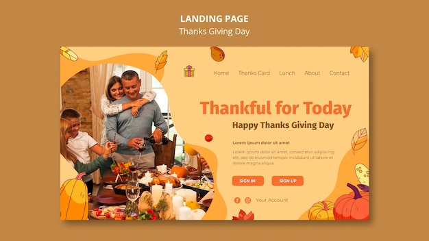 Gratis PSD landingspagina sjabloon voor thanksgiving-viering