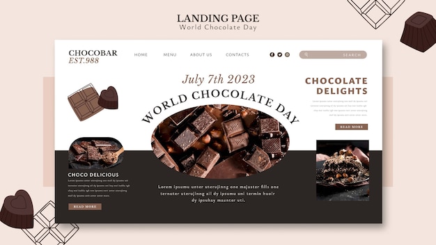 Gratis PSD landingspagina-sjabloon voor wereldchocoladedag