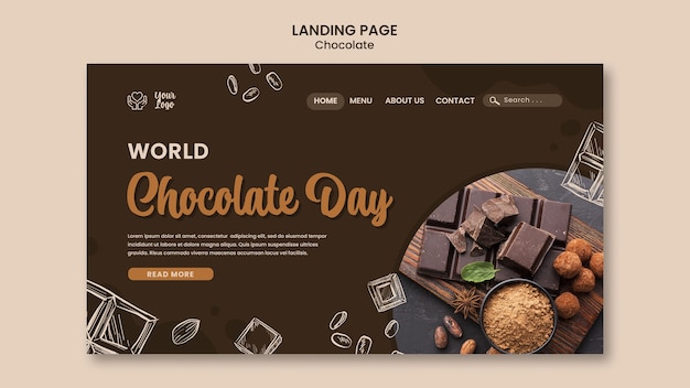 Gratis PSD landingspagina-sjabloon voor wereldchocoladedag