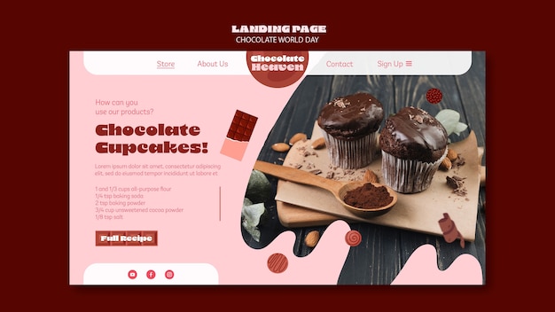 Gratis PSD landingspagina-sjabloon voor wereldchocoladedag