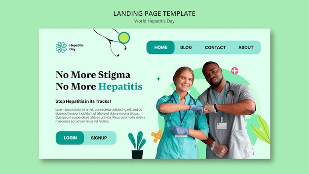 Gratis PSD landingspagina-sjabloon voor wereldhepatitisdag