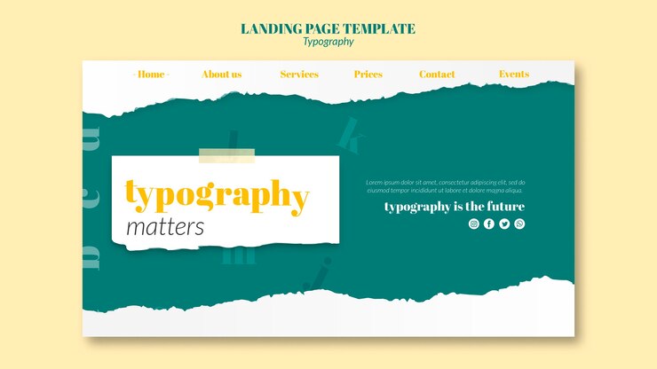 Gratis PSD landingspagina typografie servicesjabloon