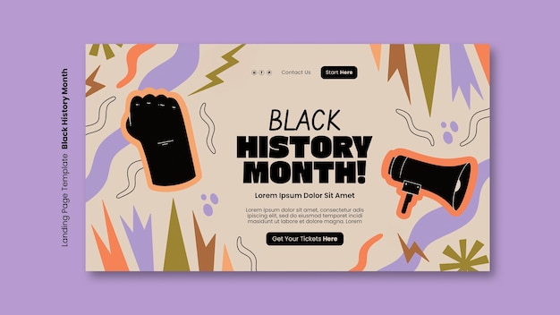 Gratis PSD landingspagina van de black history month-viering