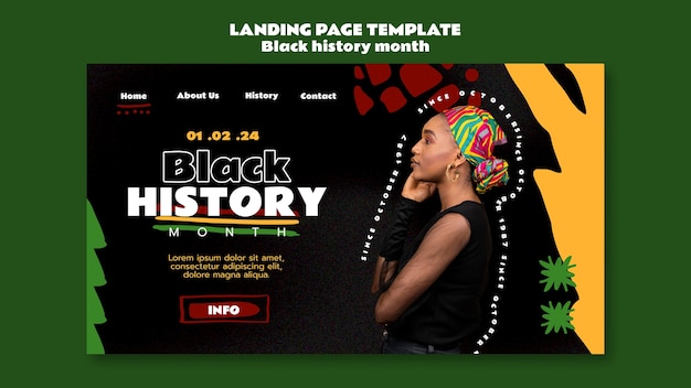 Gratis PSD landingspagina van de black history month-viering