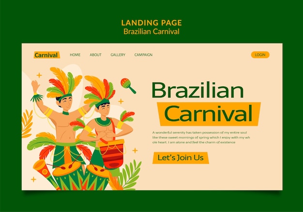 Gratis PSD landingspagina van de braziliaanse carnavalsviering