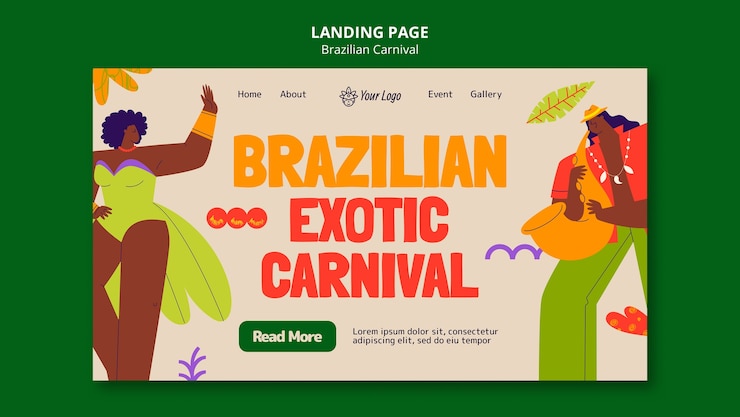 Gratis PSD landingspagina van de braziliaanse carnavalsviering