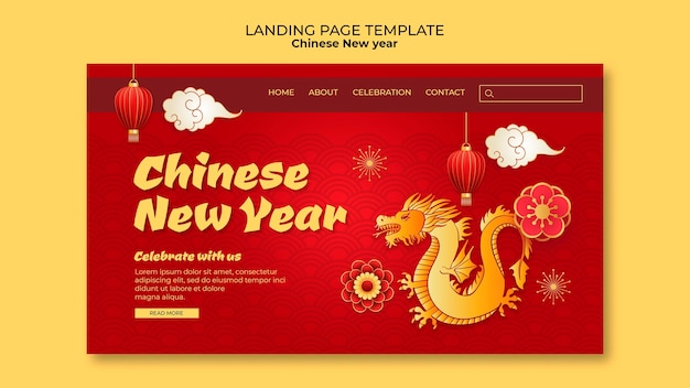 Gratis PSD landingspagina van de chinese nieuwjaarsviering