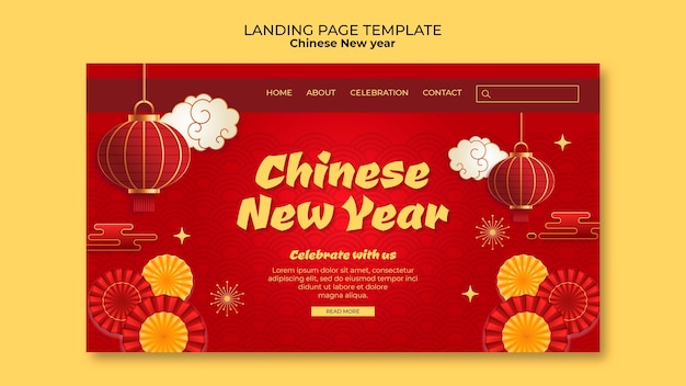 Gratis PSD landingspagina van de chinese nieuwjaarsviering