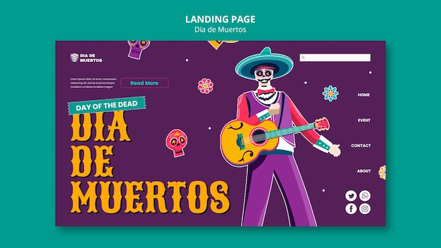 Gratis PSD landingspagina van de dia de muertos viering