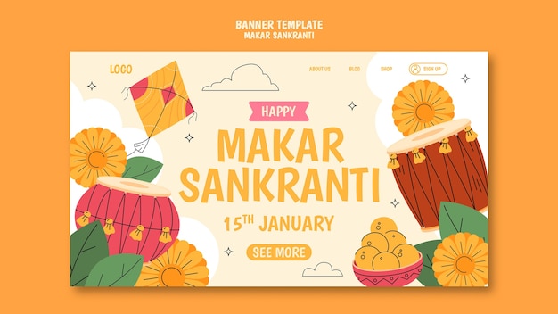 Gratis PSD landingspagina van de makar sankranti-viering