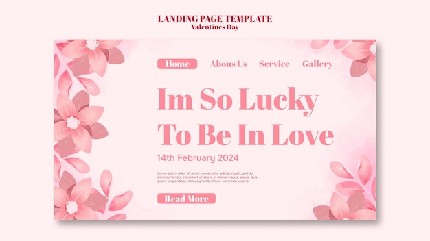 Gratis PSD landingspagina van de valentine's day viering